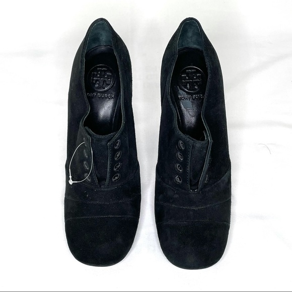 NWOT Tory Burch Stella Black Suede Laceless Solid Oxford Booties Sz 8.5 - Picture 5 of 12